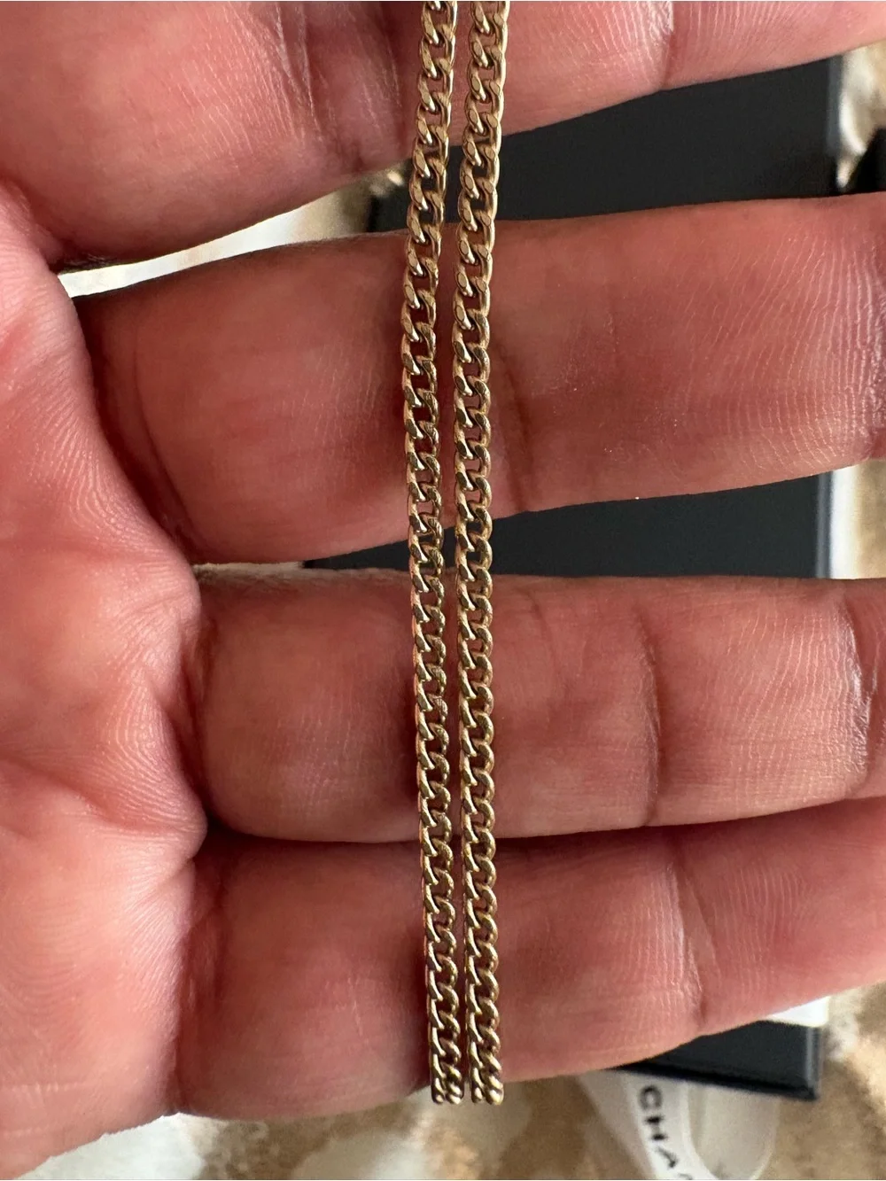 CHANEL Gold-Tone Interlaced CC Pendant Necklace